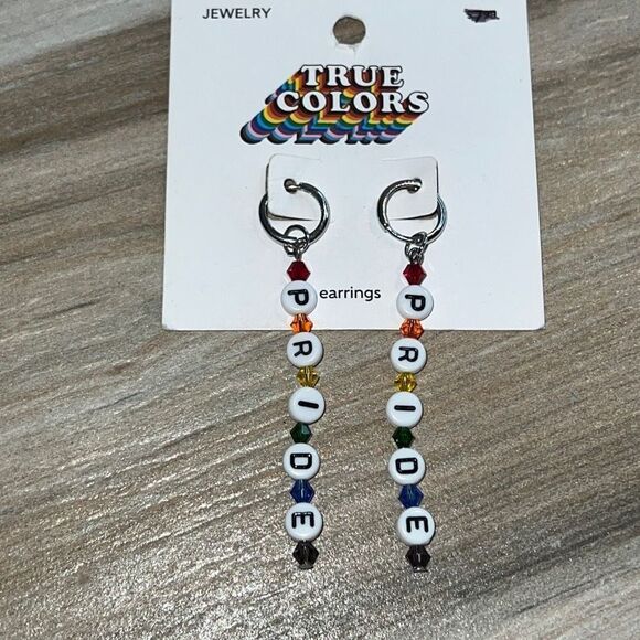 Pride Letter Bead Earring Words Pendant Drop Earrings Ladies Ear Dangle - Picture 6 of 6